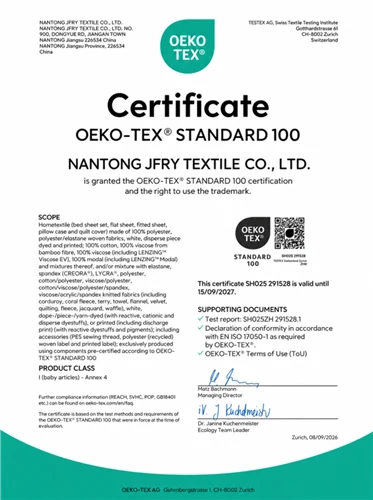Meie tehas saab massaažilaualinade OEKO{0}}TEX STANDARD 100 sertifikaadi